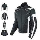 A-Pro Damenjacke CE Protektoren Thermofutter Lüftungsschlitze Motorrad Weiss XS