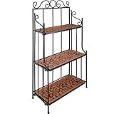 tectake 800572 - Metallregal Mosaik, 3 Regalfächer aus Steinmosaik, geschwungener Metallrahmen - Diverse Farben (Terra | Nr. 402770)