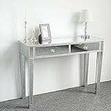 LEADZM Konsolentisch aus Glas mit 2 Schubladen, 105 x 36 x 76 cm, Eingangstisch, Flurtisch, Beistelltisch, Schreibtisch, Wohnzimmertisch, für Schlafzimmer, Arbeitszimmer, Flur, etc..