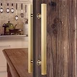 Moderner Haustürgriff, Glastürgriff, doppelseitige Griffe für Innen- und Außenbereich, rechteckig, Edelstahl, für Eingangstür (Farbe: Gold, Größe: 150