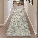 PureCozy Teppichläufer Flur 60x240 cm, Waschbarer Teppich Beige rutschfest für Wohnzimmer Schlafzimmer Balkon LäUfer KüChe Esszimmer BüRo Flach, Indoor Modern Weicher Kurzflor Carpet