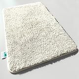 casa pura Badematte Creme weicher, Flauschiger Badezimmerteppich in Shaggy Optik, Badvorleger rutschfest waschbar - Duschvorleger, Teppich Fußmatte für Badezimmer, Dusche 60x100 cm, Ivory Sky Soft