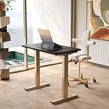 HUANUO Höhenverstellbarer Schreibtisch 80 x 48 cm, 4 Speicherhöheneinstellungen, Elektrischer Schreibtisch für Home Office & Computer-Arbeitsplatz, Standing Desk, Schwarz und Gold Rahmen