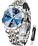 OLEVS Uhren Herren Business Kleid Analog Digital Quarz Edelstahl Wasserdicht Leuchtend Datum Luxus Armbanduhr Herren Geschenk