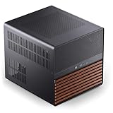 Jonsbo N5 NAS-Gehäuse – Würfelförmiges E-ATX Cube Case mit Platz für 16 Laufwerke, 8 Slots, Mesh-Design, Holzdekor, USB-C, ideal für NAS & Workstation, schwarz