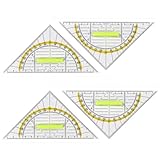 QOMJUFA Geodreieck, 4 Stück Geodreieck mit Griff 16cm, Flexibel Geo Kreisschablone, Dreieck Lineal, Geodreieck Grundschule, für Den Einsatz im Schulbüro