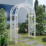 Klassische Gartenbogen, Metall-Spalier für Kletterpflanzen und Blumen, Hochzeitsbogen, Außendekoration für Garten und Weg(White,150cm/59in)