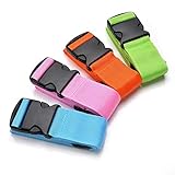 Yizhet Kofferband Koffergurt 4 Stück Koffer Kofferbänder Gepäckgurte Kreuz Sicherheitsgurt für Sichere Reisen (Grün, Blau, Orange, Pink)