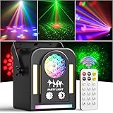 24W Disco Partylicht, 4 in1 LED RGB + COB DJ Bühnenlicht mit Fernbedienung, 8 Selbstfahrende Modi Mini Effektstrahler, geeignet für Familienfeiern Geburtstagsfeiern Bar Bühnen Festivals Geschenke