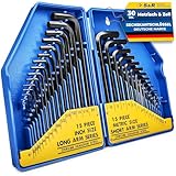 S&R Innensechskantschlüssel Satz, 30-teilig, CrV-Stahl, metrisch 0,7-10 mm & Zoll 0,028 bis 3/8; Sechskant Set präzise, langlebig & robust für Fahrrad, KFZ & Möbelmontage, Winkelschlüssel-Satz