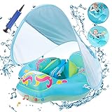 Baby Schwimmring mit Sonnendach Abnehmbaren,Schwimmring mit Sonnenschutz Verstellbare Schultergurte,Aufblasbarer Schwimmreifen Baby,Schwimmtrainer Float für ab 3-36 Monate