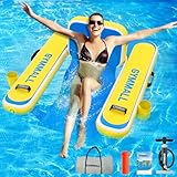 GYMMALL Aufblasbare Pool-Liege, Sonnenbad-Stuhl-Schwimmer für Erwachsene, 119,4 cm L × 99 cm B, Sunchill Schwimmstuhl-Dock für Outdoor-See, Fluss und Strand, mit Aufbewahrungstasche und 2