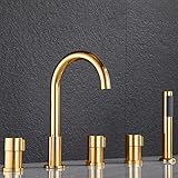 Bad Duschmischer Tippen Sie auf 5 Einheiten Bademischmixer mit Duschmischer Wasserhahn Badewanne Tap Dusch Set Badewanne Tap Duschbadewanne Tippen Sie für Badezimmer Gold Gold