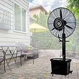 Bodenventilator, Industrieller Standventilator mit Oszillations- und Nebelfunktion, Hochgeschwindigkeitskühlung für Terrasse und Außenbereich, Energieeffizient