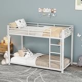 Kelodan Kinderbetten 90x200, Etagenbetten, Eisenbetten, Eisenetagenbetten in klassischer Form, Weiß