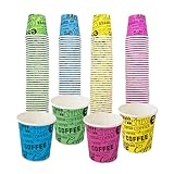 COFFISANO 200 bunte Kaffeegläser | Pappbecher 75 ml für Espresso Tee Getränke Einweg Recycelbar für Restaurant, Büro, Hof, Café