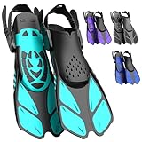 Lealinga Schnorchelflossen, Flossen Verstellbar Erwachsene Reisegröße Schwimmflossen Unisex Taucherflossen für Erwachsene Männer Frauen Kinder Offene Ferse Trainingsflossen mit Netztasche