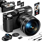 Digitalkamera, 5K 64MP Kameras für Fotografie mit WiFi, 64GB Karte, Autofokus, Einstellbare Taschenlampe, 18X Zoom 180° Flip Screen Kompakte Reise Vlogging-Kamera für YouTube Anfänger, Wide & Makro