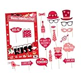 Milageto 20 Stück Valentinstag-Foto-Requisiten, Rahmendekorationen, tragbar, Motto-Party, niedlich, leicht, glückliche Liebhaber, Selfie-Requisiten