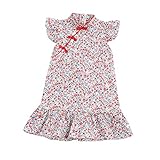 MVNB Cheongsam-Kleid für Kinder, Kleinkinder, Babys, Mädchen, Blumendruck, Patchwork, 6 Jahre alte Kleidung, rot, 4-5 Jahre