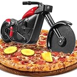Motorrad Pizzaschneider, Neuheit Pizzaschneider Motorrad Pizza Rad Slicer Roller, Edelstahl Pizzamesser Super Scharfe Klinge mit Antihaftbeschichtung & Kickstand, Küche Gadgets Kreatives Geschenk