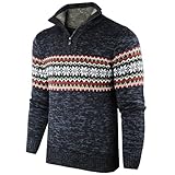 Superora Herren Strickpullover Crewneck Zipper Winterpullover Pullover