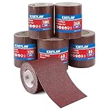 KRETLAW Schleifpapierrollen-Set 5 Rollen, 93mm x 5m, Körnung 60/80/120/180/240, Schleifpapier zum Schleifen, Polieren und Entrosten von Holz, Metall, Stahl