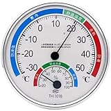 Temperatur- und Luftfeuchtigkeitsmonitor, 12, 7 cm, rund, für den Innen- und Außenbereich, Hygrometer, Thermometer, Wettermesser für Schlafzimmer, Büro, Garten, Gewächshaus, Pflanzenraum, Klimako