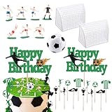 SPERMUOY Tortendeko Fussball,23 Stück Fußball Tortendeko Set,Fußball Geburtstagstorte Topper Dekoration Kinder Fußball Kuchen Dekoration für Junge Geburtstag Fußball Party Cupcake Toppers Deko