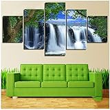 Wohnkultur Wohnzimmer Gedruckt Bilder 5 Panel Schöne Wald Wasserfall Moderne HD Leinwand Malerei Poster-30x40cmx2 30x60cmx2 30x80 cm