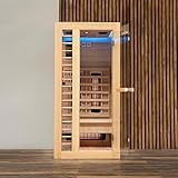 Home Deluxe – Infrarotkabine REDSUN S Deluxe – 90 x 90 x 190 cm - für 1 Person, 4 Vollspektrumstrahler, Holz: Hemlocktanne I Infrarotsauna, Sauna, Wärmekabine, Infrarot
