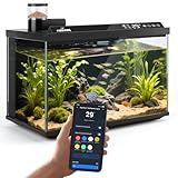 Nobleza Smart Aquarium 30L – App-Steuerung, Intelligentes Fischbecken mit 3-Stufen-Filter, EIN-Knopf-Wasserwechsel – Aquarium Komplettset mit Fernfütterungssystem