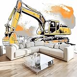 Fototapete Comic-Stil Bagger Art Mauer VliesTapete 250x175 cm Wandtapete Wanddeko Wand Wohnzimmer Schlafzimmer Wohnung Wandbilder