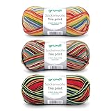 Gründl Wolle Sockenwolle Trio - Strickgarn für 3 Paar Socken - Strapazierfähig und hautfreundlich - 75% Schurwolle, 25% Polyamid - 3 Knäuel 100 g / 420 m - Nadelstärke 2,5-3 - bunte streifen