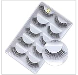 Falsche Wimpern, 3D Faux Mink Falsche Wimpern Wiederverwendbare handgemachte natürliche dicke gefälschte Wimpern zur Verlängerung der Make-up-Wimpern, 5 Paar weiche gefälschte Wimpern (F830)