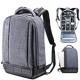K&F Concept 18L Kamerarucksack, Fotorucksack mit 15.6 Zoll Laptopfach, Große Kapazität Camera Backpack mit Regenschutz für DSLR/Stativ/Zubehör Grau