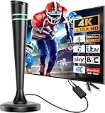 TV-Antenne, digitale TV-Antenne für Smart-TV mit Signalverstärker, digitale TV-Antenne für Freeview-TV, 280+ Meilen lange Reichweite, unterstützt 4K 1080P