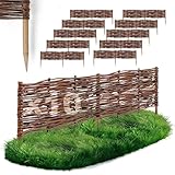 10 x BOGATECO Beeteinfassung aus Weide | 100 cm Lang & 20 cm Hoch | Holz-Zaun Rasenkante | Weiden-Zaun Steckzaun Perfekt für den Garten als Weg-Abgrenzung | Gartenzaun Weidezaun Zaunelemente