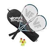 VICTOR Speed-Badminton 100 Set - 2 Badmintonschläger, 3 Bälle und eine hochwertige Badmintontasche weiß