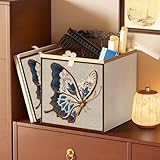 FANSU Aufbewahrungsbox Stoff, Aufbewahrungsbox Küche Schubladen Organizer Faltbar Kleiderschrank Organizer Vliesstoff Aufbewahrungskorb Quadrat für Würfelregal, Faltbox (33*33*38cm,Strickmuster 2)