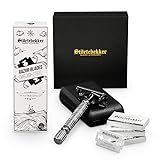 Störtebekker® Premium Einstiegsset - mit Rasierhobel inkl. Etui (Schwarz) und 10 Klingen + 100 Extra Störtebekker Rasierklingen - Rasierset Herren - für eine perfekte Rasur - Geschenkidee Herren