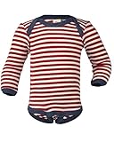 Engel Baby Body langarm, Wolle maschinenw Natur (Rot/natur, 74-80)