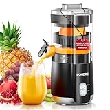 FOHERE Zitruspresse Elektrisch, Automatische Saftpresse Elektrisch Orangenpresse Mit 100 W Leiser Motor, BPA-frei, 2 Presskegeln für Zitrone,Apfel,Trauben und Granatäpfel, Schwarz