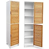 osoltus Badregal Hochschrank 190cm Wandschrank Bambus Aarhus