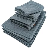 Badetuch, 5-teilig, Denim, mit geometrischem Rand, reine Baumwolle, Blau