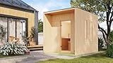 Chillroi Karibu 73 mm Saunahaus Lejana inkl. Saunaofen mit eingebauter Steuerung 9 kW naturbelassen oder schwarz (naturbelassen)