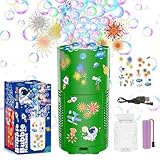PANACARE Automatische Seifenblasenmaschine Feuerwerk Blasen Spielzeug 13 Löcher/Lichter/Weihnachtsmusik/80 ml Lösung Christmas Bubble Maker Für Kinder Zum Geburtstag Neujahr (Grün)