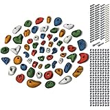 ALPIDEX Starterset: 60 Klettergriffe Klettersteine inkl. Schrauben und Einschlagmuttern, Farbe:Mixed Coloured