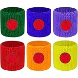Glixoft 6 Stück Baumwoll-Sport-Armband, Athletische Schweißbänder, Wiederverwendbar, Sport-frottee, Saugfähiges Handgelenk-schweißband Für Tennis, Basketball