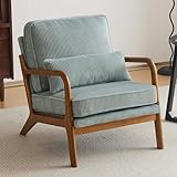 Bonnlo Sessel Gepolsterter Cocktailsessel, Moderner loungesessel, Ohrensessel für Wohnzimmer, Polsterstuhl mit Massivholz, Lesesessel, bis 200 kg belastbar, Cord-Stoff (Blau)